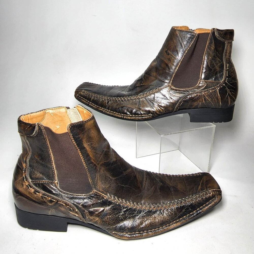 Steve Madden Brown Leather Men Boots Size 7.5